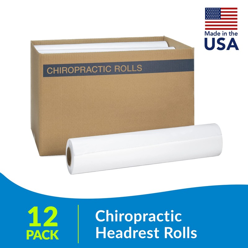 TIDI 612 Avalon Single-Use Chiropractic Headrest Paper Roll, White, 12”