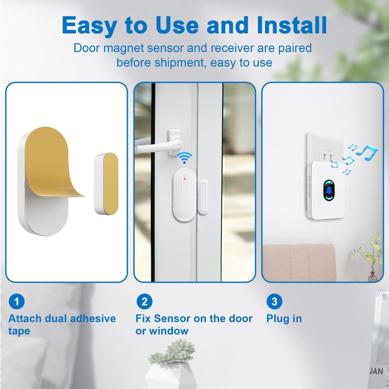 Daytech Door Sensor Chime Entry Alert Chime Wireless Door Window