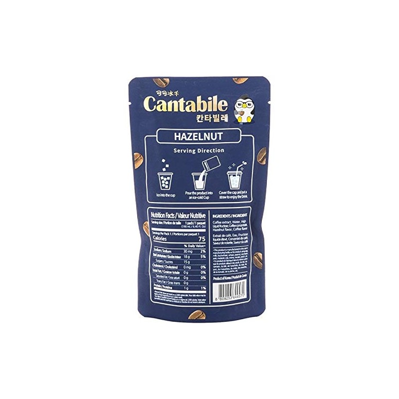 Cantabile Coffee Drink 3 Pouch(190ml, 6.40 FL OZ), 1 Set;