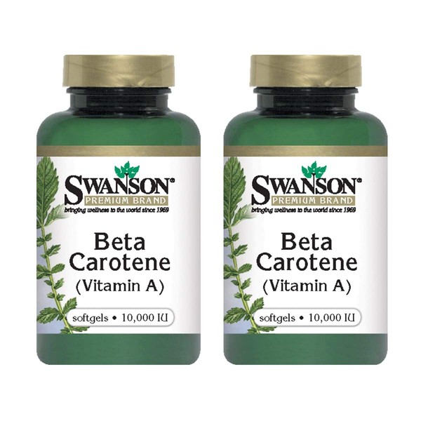 Swanson Beta-Carotene (Vitamin A) Skin Eye Immune System Health Antioxidant Support 10000 Iu (3000 mcg) 100 Sgels (2 Pack)