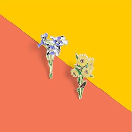 Flower Enamel Pins Iris Sunflower Enamel Pin Flowers Plant Brooches Lapel Pin Bouquet Brooches Cartoon Plant Lapel Pin Badge Plant Jewelry Gift for Lover Girl Friend