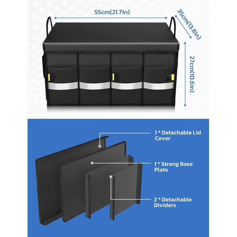 Oasser Car Trunk Organizer, Collapsible Waterproof Multi Compartments Car Storage