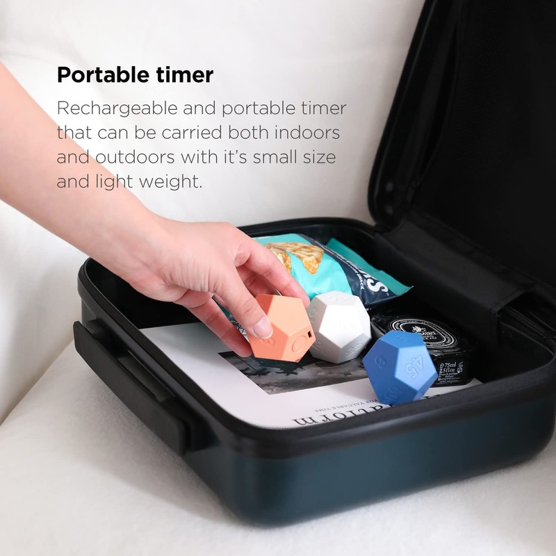 mooas Dodecagon Time Ball Rechargeable Mini Timer (White), 11 Preset