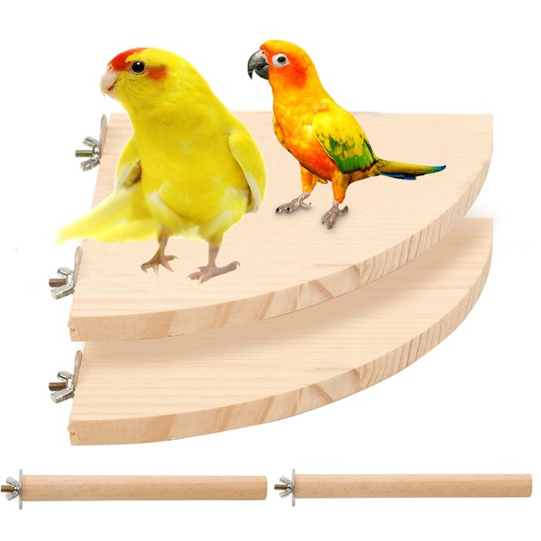 Guijinhao 4 Pcs Parrot Platform, Natural Wood Bird Wooden Perch