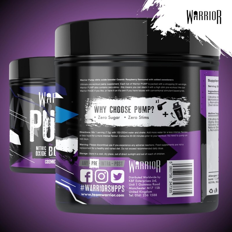 Warrior Pump Non Stim Pre-Workout Powder 225g – Nitric Oxide