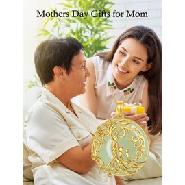 HPQQ Mother and 2 Daughter Son Necklace Gold Sterling Silver Jade Tree of Life Mom Necklace Birthday Valentines Day Mothers Day Jewelry Gifts for Women Mom Mother Grandma