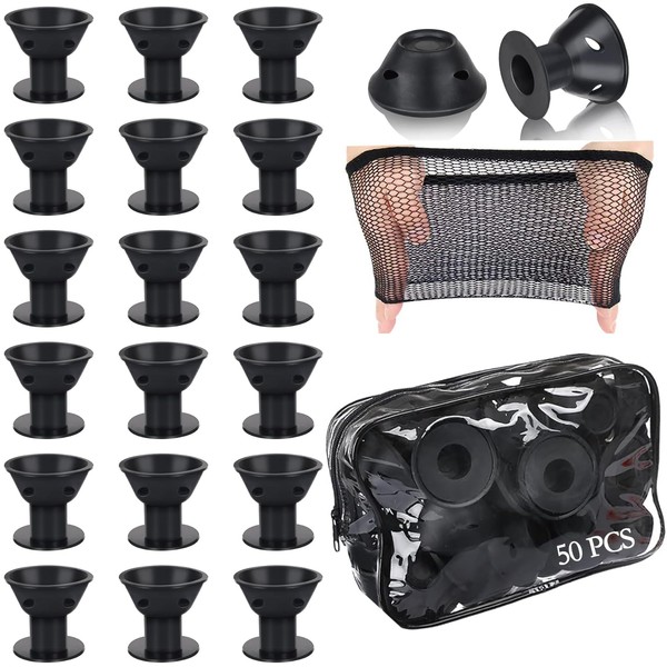 50PCS Magic Silicone Hair Rollers Includes 25 Large & 25