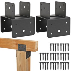 6x6 Post Anchor Connector, 2Pack Stainless Steel Post Caps Tie Bracket for 6x6 and 4x6 Wood Posts, Beam Anchor Connector, Post Base Bracket for Supporting Wood Beams, Black
