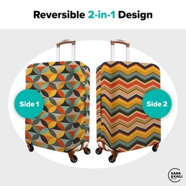 Kana & Kaili 2-in-1 Reversible Luggage Cover | Stylish Suitcase Covers | Spandex Luggage Covers for Suitcase TSA Approved | Retro XL