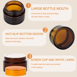 OVBOVA Pack of 6 Glass Jars, 30 ml, Cream Jars for Filling, Brown Glass, Cream Jar, Ointment Jar, Cosmetic Container, Cream Mini Jars, Empty Jar with Lid and Liner for Cosmetics, Lotion, Creams