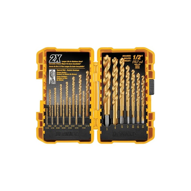 DEWALT Juego de brocas de titanio, 21 piezas, DW1361