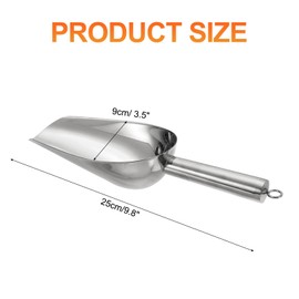 sourcing map Metal Ice Scoop, 9.8" x 3.5"Stainless Steel Ice Scooper for Kitchen Party Bar Wedding Use, Silver
