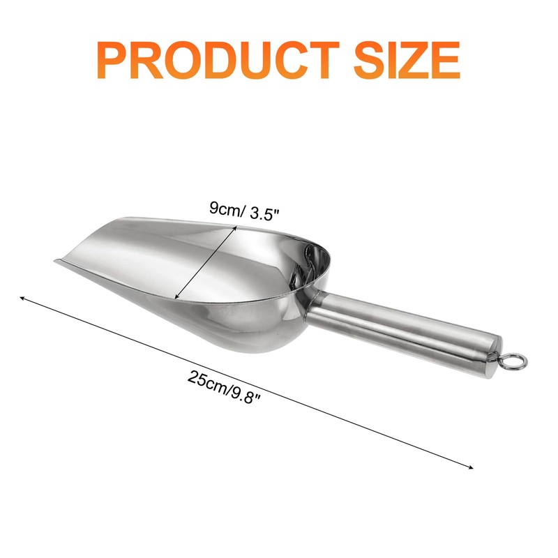 sourcing map Metal Ice Scoop, 9.8" x 3.5"Stainless Steel Ice