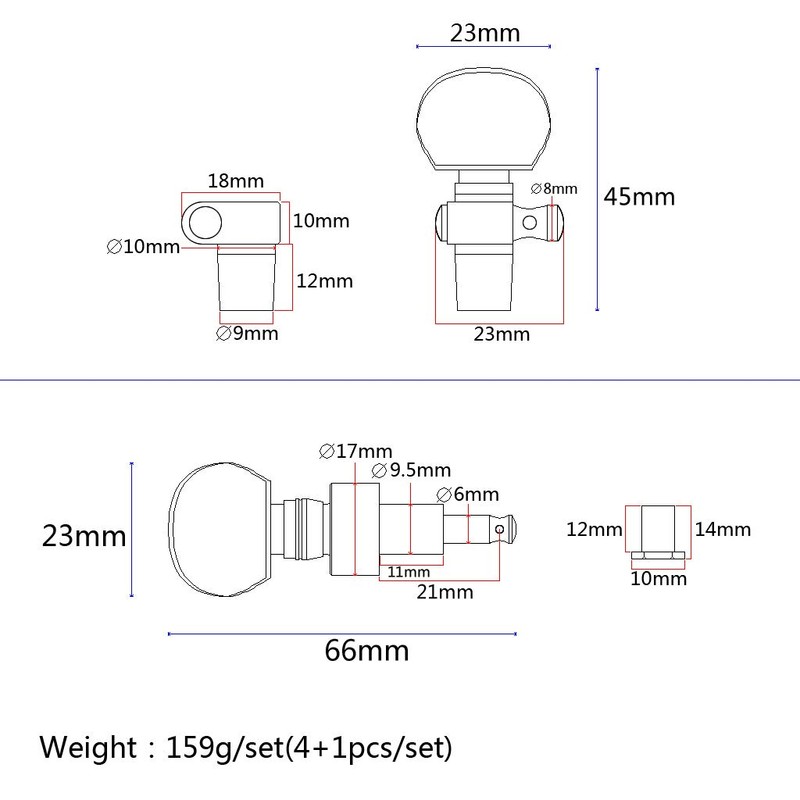 Alnicov 5 String Banjo Geared Machine Heads 5Piece W/Pearled Pegs,Chrome