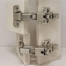 Fully Covered Cabinet Hinge - (4-Piece Set) 180 °/175 Large Angle Soft Close Cabinet Door Hinge+24 self Tapping Screws - Frameless Cabinet Corner Door Hinge Soft Close - Easy to Install and Adjust