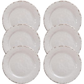 ZAROCRUS Classic Vintage White Melamine Dinner Plate Set, 11-inch Lightweight Round Kitchen Plates Set for Salad, Pasta –Unbreakable RV, Camping Dining Serving Dishes for Parties, Set of 6…