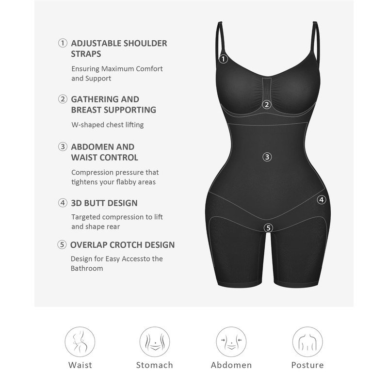 FeelinGirl Body Shaper Tummy Control Shapewear Plus Size Seamless Full