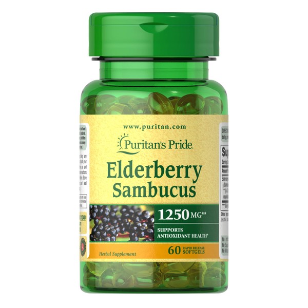 Puritan's Pride Elderberry Sambucus 1250mg, Supports antioxidant Health, 60ct