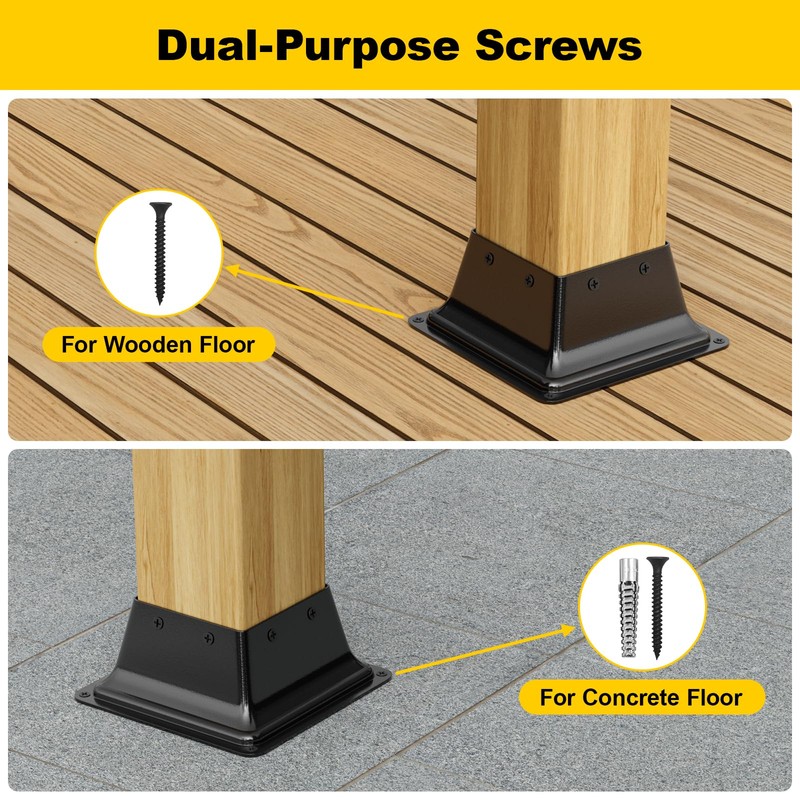 FMhotu 4x4 Post Base 9Pcs, Internal 3.5"x3.5" Heavy Duty Powder-Coated