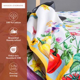 Maison d' Hermine Cloth Napkins (45cm x 45cm) 100% Cotton Decorative Washable Easter Table Napkins for Kitchen, Restaurant and Camping, Giverny - Spring/Summer (Set of 4)