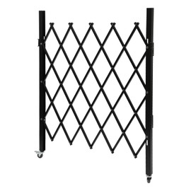 BANLICALI Accordion Gate, 4.27'H x 36.6" W Single Folding Security Gate with Padlock and Wheels, Aluminum Alloy Retractable Security Gate Outdoor Mesh Gate Scissor Gate for Schools Hotels Black