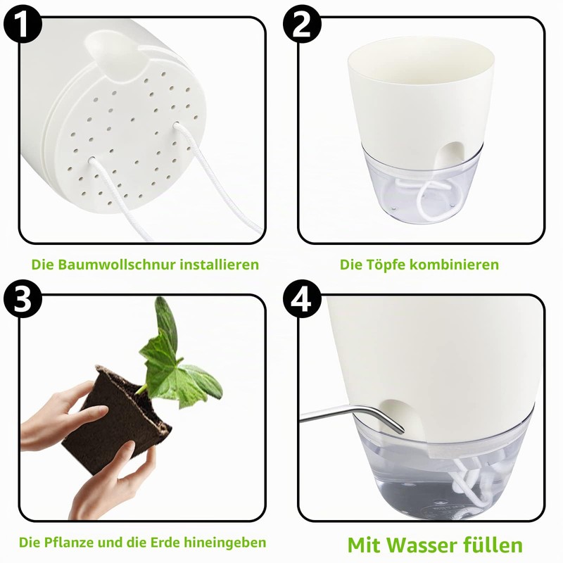 Relota Pack of 3 Flower Pot, White, 15.3 cm Width,