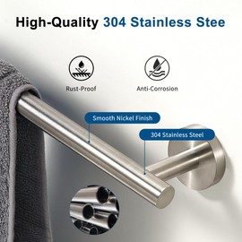 Brushed Nickel Towel Bar, 24 Inch Towel Racks for Bathroom Wall Mounted, Thicken SUS304 Stainless Steel Heavy Duty Hand Towel Holder Organizer, Bathroom Accessories, Total Length 26.5 Inch