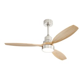 USA  Indoor Outdoor Ceiling Fan 52 Inch Decorative Home Modern Smart Ceiling Fan With Led LightColor: Nickel, Emitting Color: 3 CCT, Lamp Power(W): 18