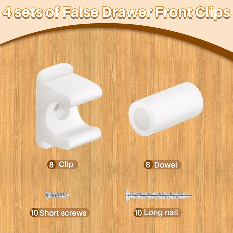 Juexica 8 Pairs False Cabinet Front Clip False Drawer Front