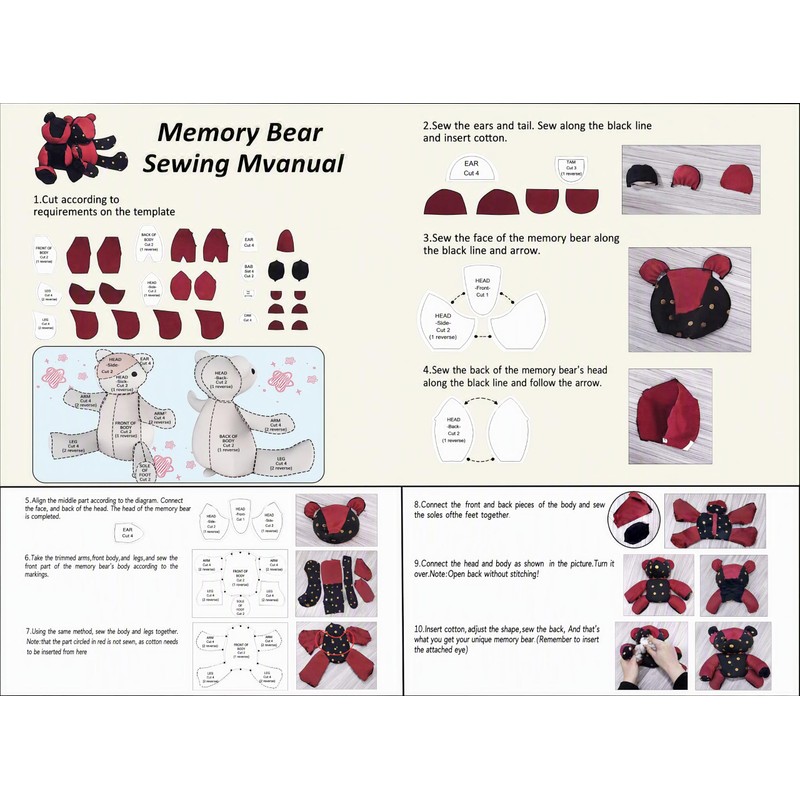 10 Pcs 15 Inch Reusable Memory Bear Acrylic Sewing and