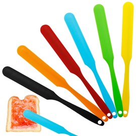 6pcs Silicone Jar Spatula Set, Heat Resistant Long Handle Kitchen Scraper for Jars, Non-Stick Flexible Baking and Cooking Tool for Mixing, Scraping, and Spreading