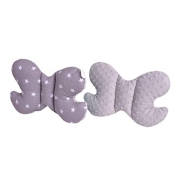 Medi Partners Head Cushion Children's Neck Support 100% Cotton / Minky Baby Neck Pillow for Car Pushchair Car Travel Sleep Neck Pillow Snooze Roll (Stars with Grey Minky)