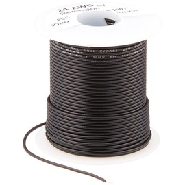 Remington Industries 24UL1007SLDBLA UL1007 24 AWG Gauge Solid Hook-Up Wire, 300V, 0.0201" Diameter, 100' Length, Black