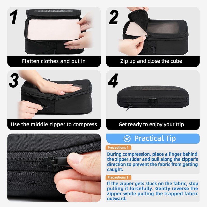 BAGAIL 4 Set/6 Set/8 Set Compression Packing Cubes Travel Accessories