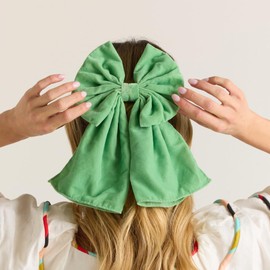 ACCESSORY TO LOVE Women's Happiness Is Here Velvet Hair Bow, Handmade, Barrette Clip, Green