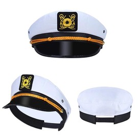 dodowin Captain Hat for Men Women - Adjustable Captain Hat for Party Sailor Hats for Women - Navy, White, Black - Nautical Theme Accessory for Fraternity Decoration Gift