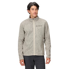 MARMOT Men's Drop Line Full Zip Sweater Knit Jacket, Birch Bark Heather, Medium