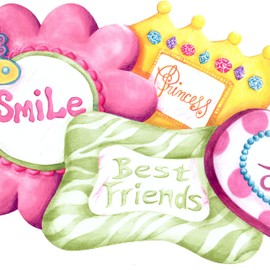 Concord Wallcoverings Wallpaper Border Kids Pattern Shaped Cards Girls Rules Love Friends, Die Cut Edge for Kid's Room Bedroom Playroom, Blue Green Orange, 15 ft by 9 in RU8188B