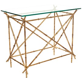 Safavieh Home Collection Mark Clear Glass and Gold Accent Table