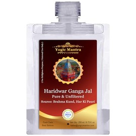 Yogic Mantra Gangajal Holy Water | 200 ml Pouch | Pure Natural Unfiltered Ganga Jal for Pooja | Himalayan Mountain Water Sourced at Brahma Kund, Har Ki Pauri, Haridwar | Sacred Gangajal for Puja