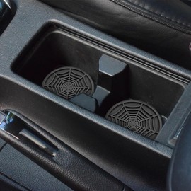 4 Pack Car Cup Holder Coasters, Cute and Creativity Cup Holder Insert Coaster Car Interior Accessories-2.75 inch Silicone Anti Slip Spider Web Car Coaster-Universal