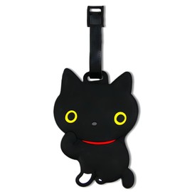 Luggage Tags – Cute Silicone Animal Bag Tag for Suitcases & Backpacks, Black ID Name Label with Secure Strap, Travel Accessories for Women Men Kids (Black Cat)