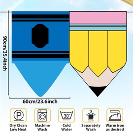 6Pcs Classroom Notebook Pencil Apple Crayon Curtains Back to School Composition Curtains Classroom Supplies First Day of School Pencil Shaped Decors Primary Kindergarten Bedroom Window Cover 36" x 24"