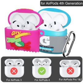 2 Pack - for AirPods 4th Generation 2024 Case Cute - Cartoon Kawaii Funny Sports Potato for AirPods 4 Cover with Cleaner Pen Kit Soft Silicone for Women Boys with Keychain Blue+Purple