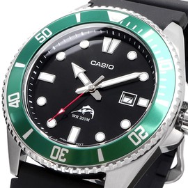Casio MDV-106 Series Diver Watch, Men's, Overseas Model, Green Bezel MDV-106B-1A3V, Waterproof
