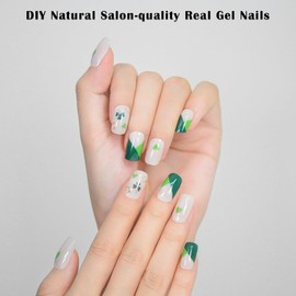 KING HORSE Semi Cured Gel Nail Strips St. Patrick's Day Extra Long Gel Nail Stickers Salon-Quality Long Lasting Nail Wraps for Women (Lucky Clover JP017)