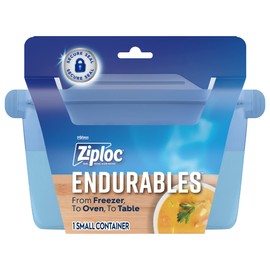 Ziploc Endurables Small Container, 2 Cups, Reusable Silicone Bags and Food Storage Meal Prep Containers for Freezer, Oven, and Microwave, Dishwasher Safe