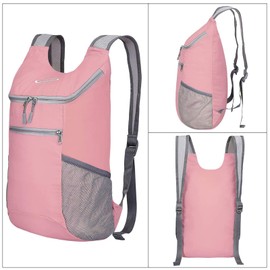 G4Free Lightweight Packable Shoulder Backpack Hiking Daypacks Small Casual Foldable Camping Outdoor Bag 11L(Light Pink)