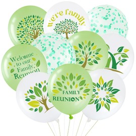 Hollowfly 54 Pcs Family Reunion Party Balloons 12 Inch We Are Family Latex Balloons Family Tree Balloons Decorations Eucalyptus Sage Green Confetti Balloons for Family Gathering Party Favor Supplies