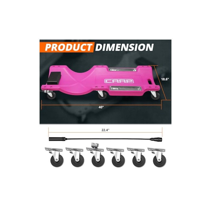 CAAP DRIVEN 40" Rolling Vehicle Repair Garage/Shop Creeper with LED